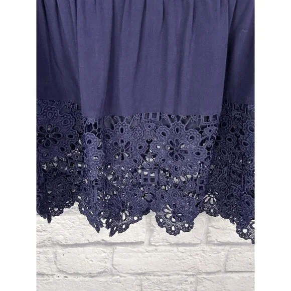 SUNDANCE Women's Navy Eyelet Tiered Skirt XS - Picture 2 of 5